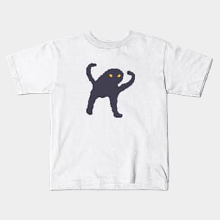 Funny Black Cat Meme Pixel Art Kids T-Shirt